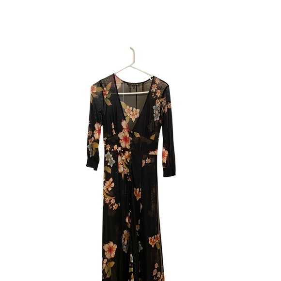 Always Indigo Floral Black Sheer Mesh Maxi Dress Fairy core Romantic - Picture 3 of 8